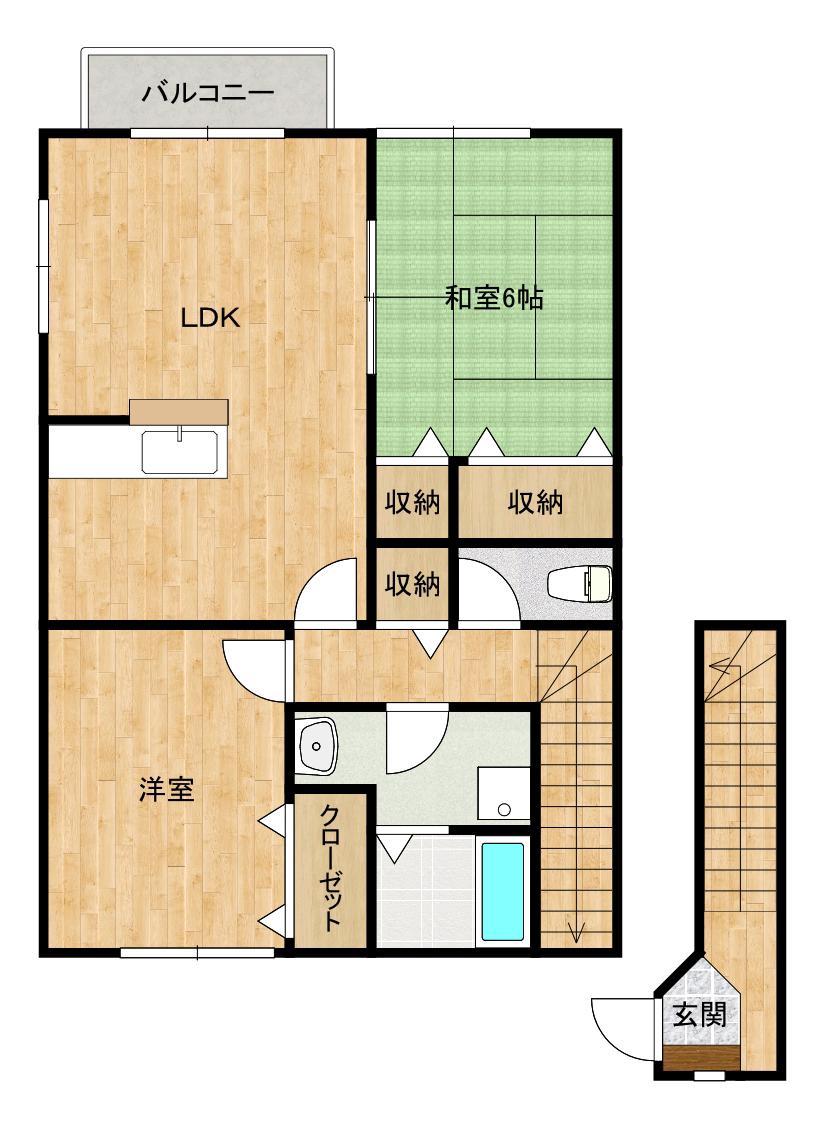 メゾンプログレッソ B(2LDK/2階)の間取り写真