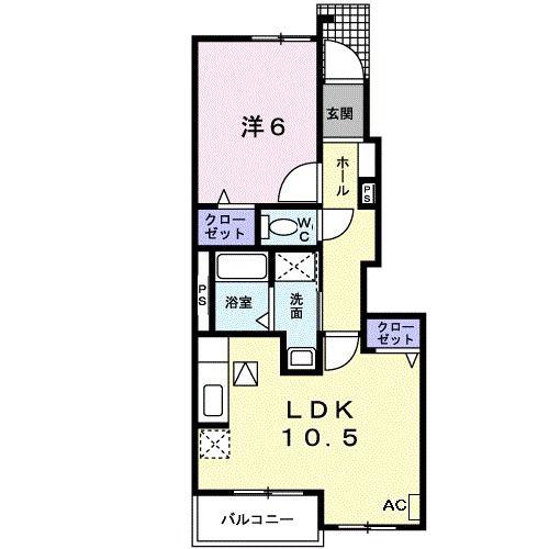アルモニ-B(1LDK/1階)の間取り写真