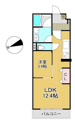 ピア旭町(1LDK/2階)の間取り写真