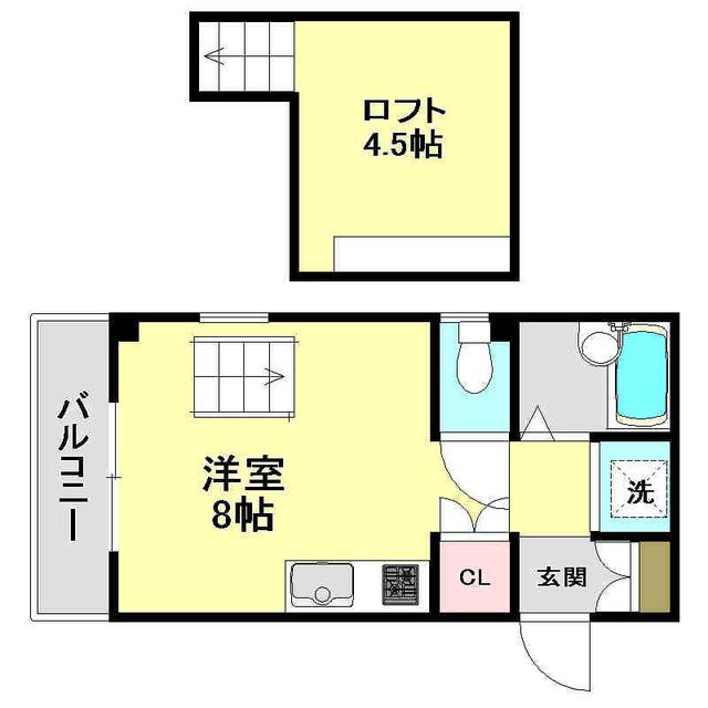 エトワール鴨部II(ワンルーム/4階)の間取り写真