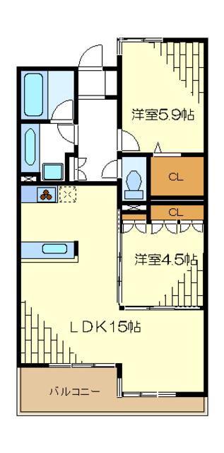 ホーフ横浜旭ヶ丘(2LDK/3階)の間取り写真