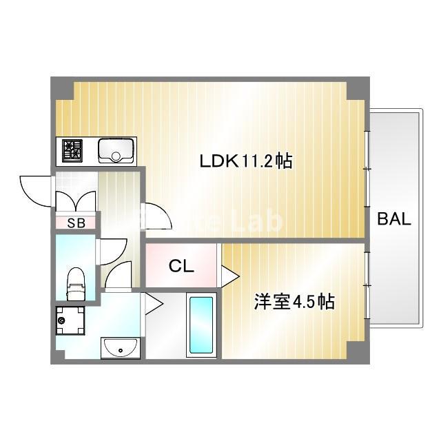 フェルモント須磨(1LDK/1階)の間取り写真