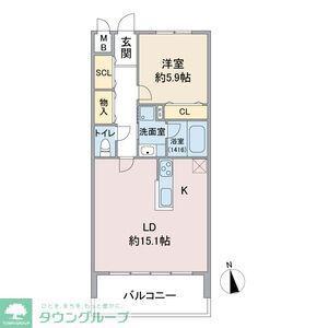 らとぅーる代官町ウエスト(1LDK/11階)の間取り写真