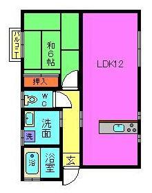 かちしりII(1LDK/1階)の間取り写真