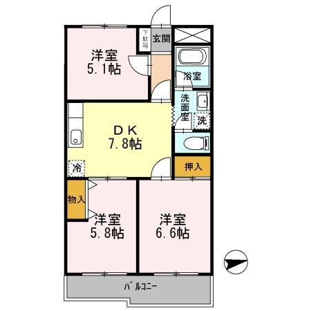 清水マンション(3DK/1階)の間取り写真
