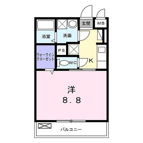 第2シャトー小倉(1K/2階)の間取り写真
