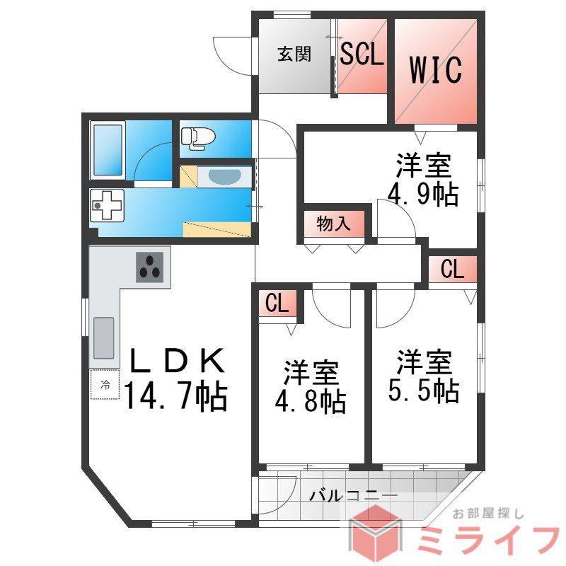 URBAN HILLS 東小橋(3LDK/4階)の間取り写真