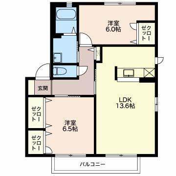MASTTOWN松岡III N(2LDK/2階)の間取り写真