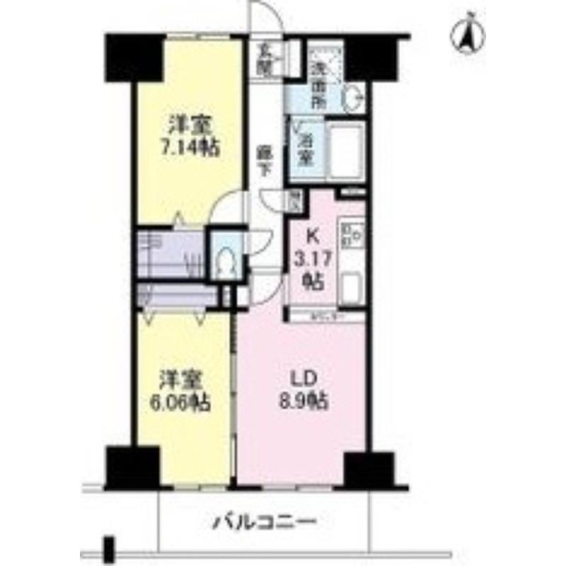 エスヴェール北梅田(2LDK/2階)の間取り写真