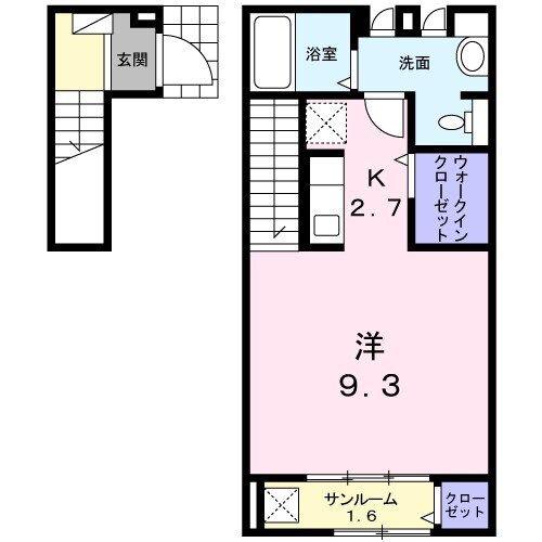 サニーテラス(ワンルーム/2階)の間取り写真
