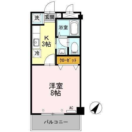 ブランシュ(1K/3階)の間取り写真