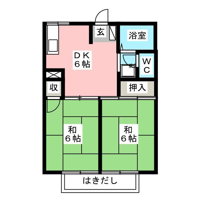 プレジールあおば(2DK/1階)の間取り写真
