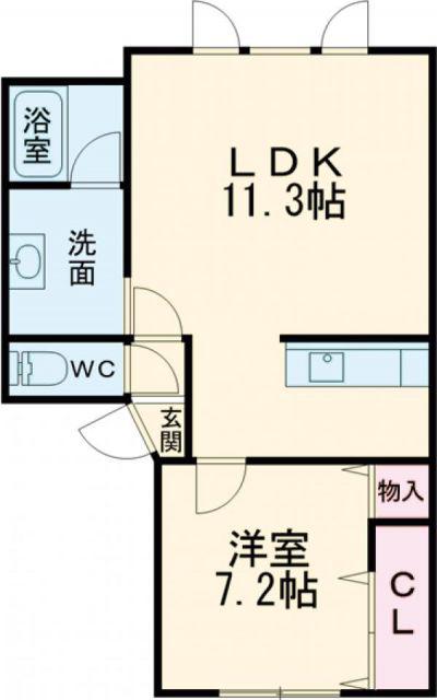 CHOUCHOU(1LDK/2階)の間取り写真