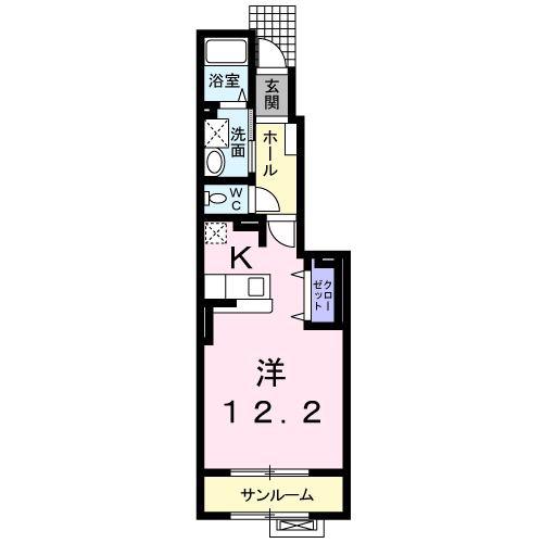 コスモクロアA(1K/1階)の間取り写真