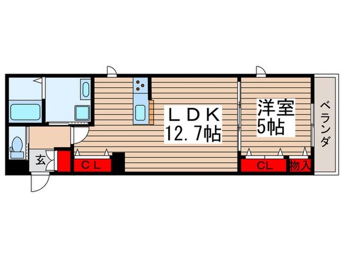 ノーマジーン(1LDK/2階)の間取り写真