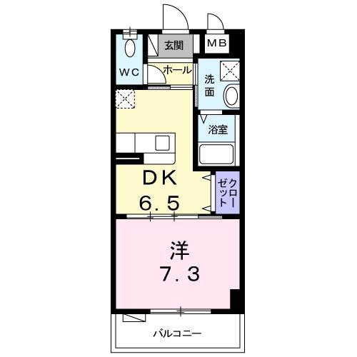 HANAティアラY・M(1DK/3階)の間取り写真