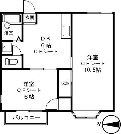 ジュネス・サトー(2DK/1階)の間取り写真