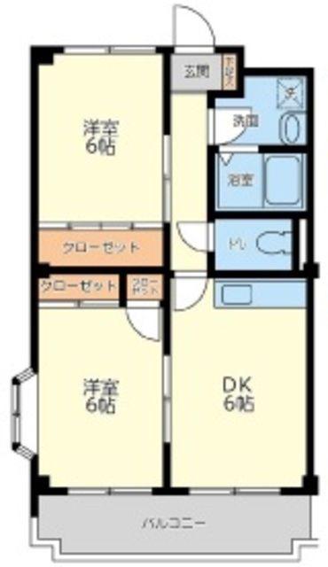 パレス川越(2DK/1階)の間取り写真