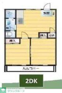 YAK北松戸ビル(2DK/1階)の間取り写真