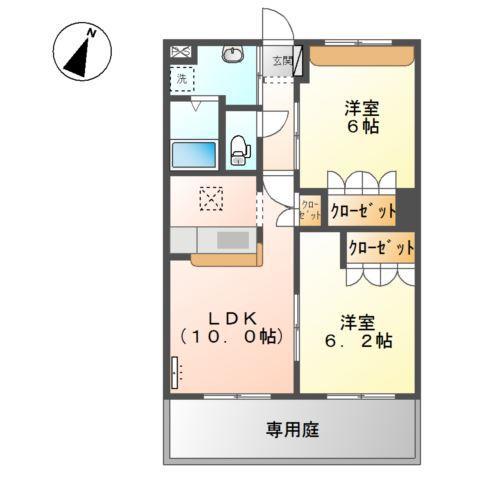 サニートレッフ(2LDK/1階)の間取り写真