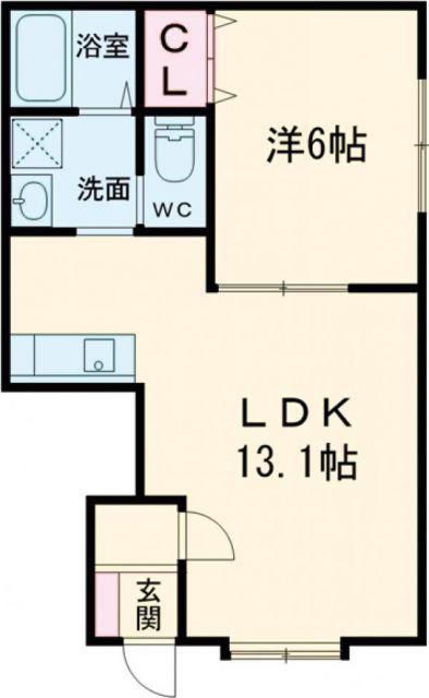 リ レグジーVII(1LDK/1階)の間取り写真