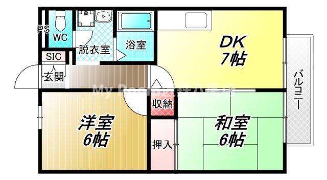 ドエル光南(2DK/1階)の間取り写真