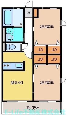 シャルマンソフィア III(2DK/1階)の間取り写真