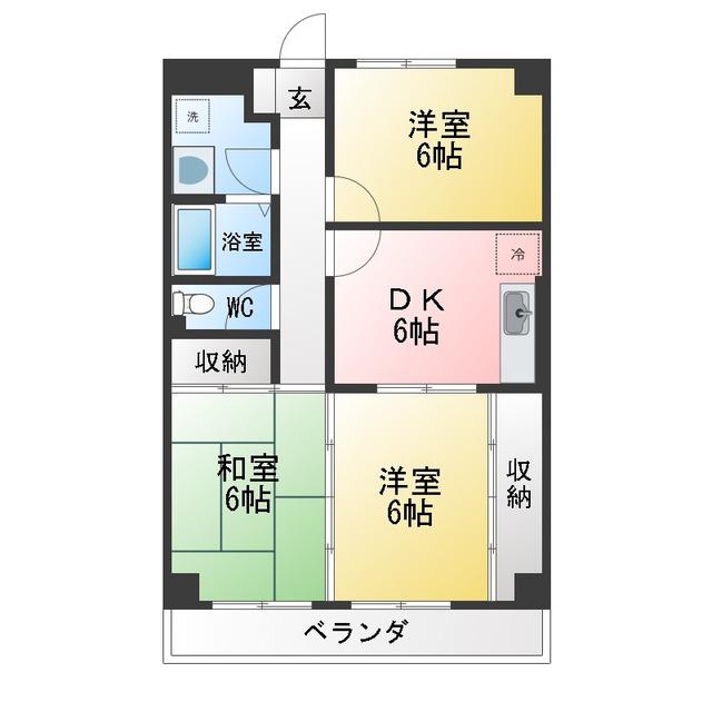 宮の下マンション(3DK/2階)の間取り写真
