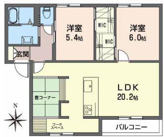 フラッツ安信(2LDK/2階)の間取り写真