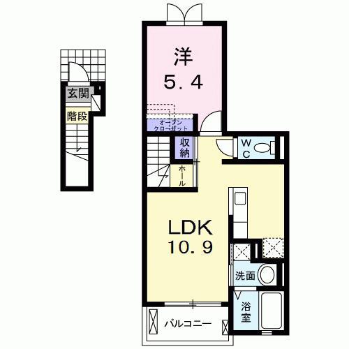 コリーヌC(1LDK/2階)の間取り写真