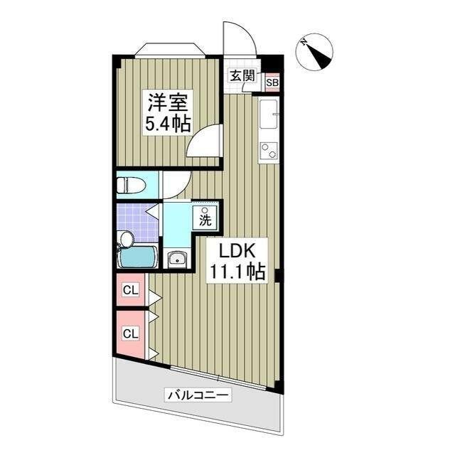 ラグナヒルズ稲毛(1LDK/2階)の間取り写真