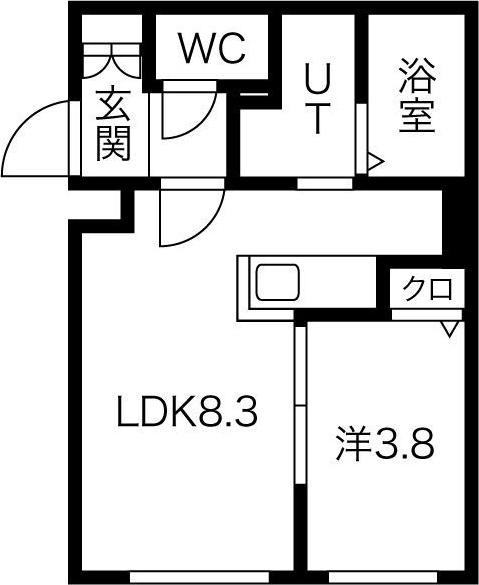 モア南郷(1LDK/2階)の間取り写真
