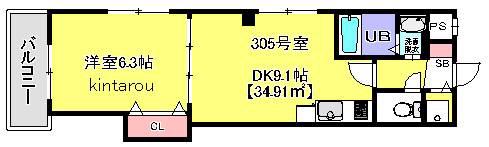 メゾンミルホワイト(1DK/3階)の間取り写真
