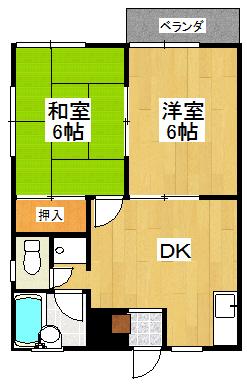 リバティ池田(2DK/2階)の間取り写真
