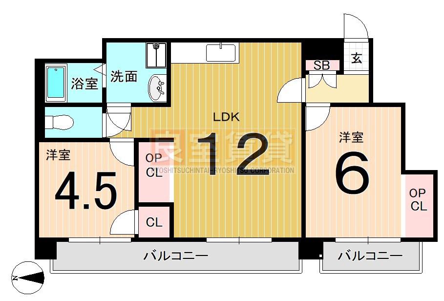MT.CROWN名駅南II(2LDK/6階)の間取り写真