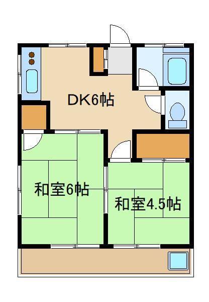 第2秋元荘(2DK/2階)の間取り写真
