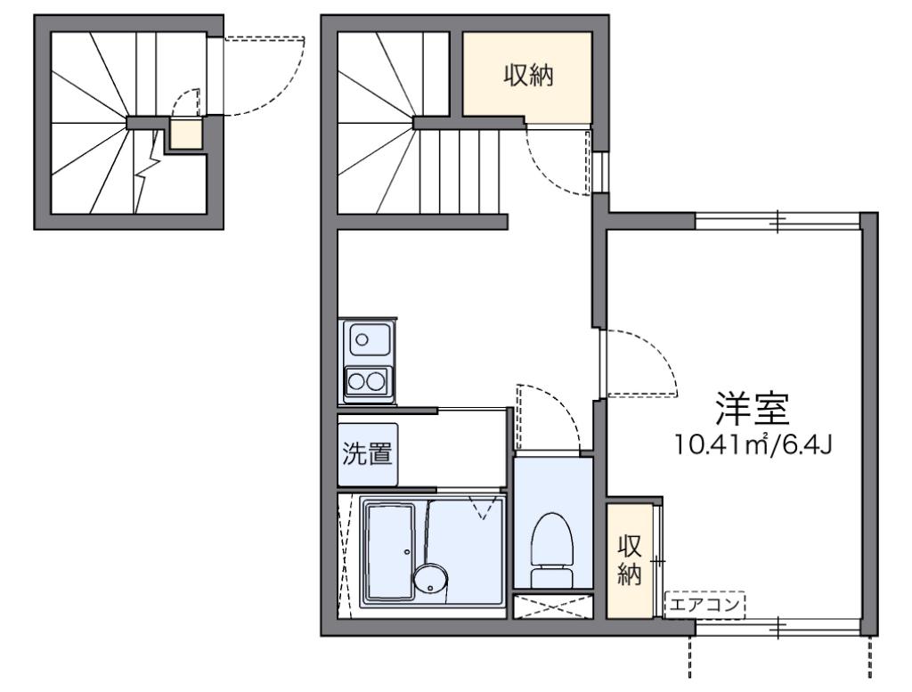 レオネクストPIMA(1K/2階)の間取り写真