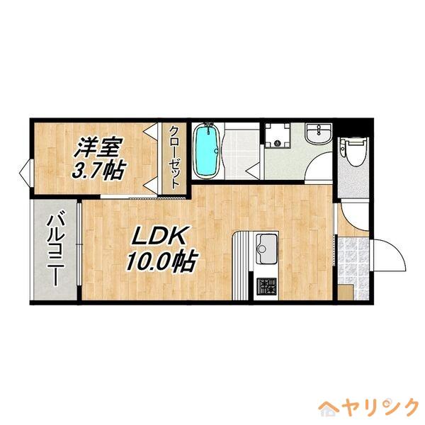 LECOCON清須(1LDK/3階)の間取り写真