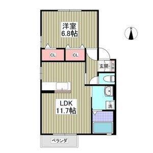 アバンサール D(1LDK/2階)の間取り写真