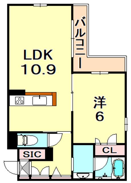 SHAMAISONBLANCHE岡本(1LDK/1階)の間取り写真