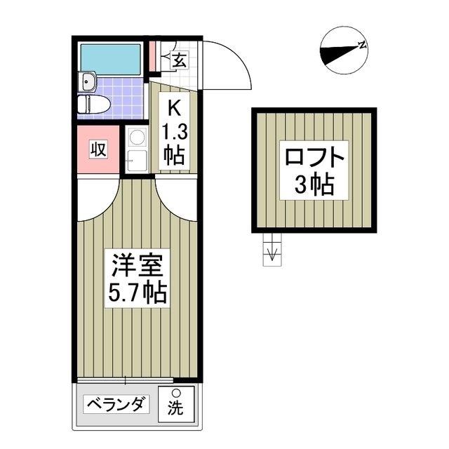 フラット栄(1K/2階)の間取り写真