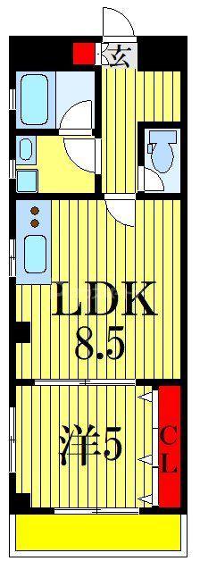 ホルトハイム船橋(1LDK/2階)の間取り写真
