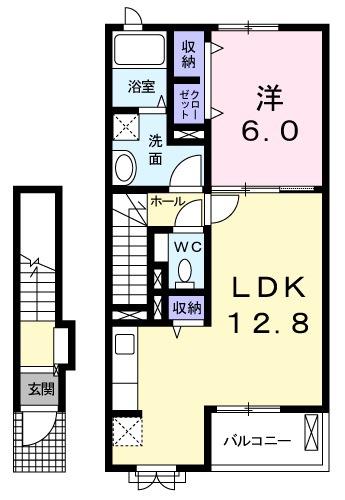 セトルフェアV A(1LDK/2階)の間取り写真