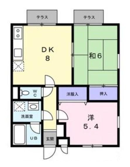 サンパティーク(2DK/1階)の間取り写真