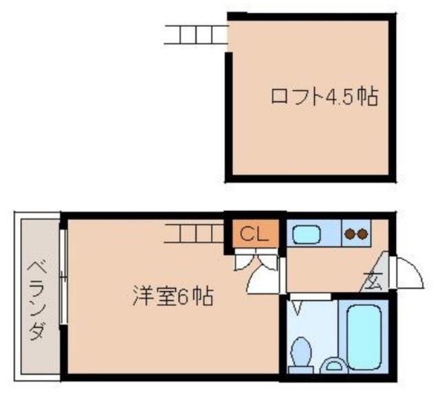 カトレアハウス(1K/2階)の間取り写真