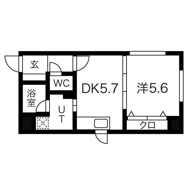 プライムアーバン大通公園II(1DK/7階)の間取り写真