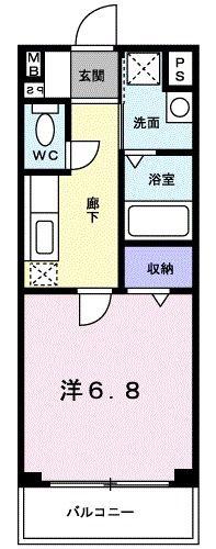 ウエストコート西山(1K/2階)の間取り写真