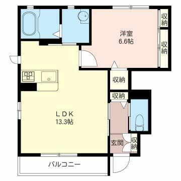 フェリーチェB(1LDK/1階)の間取り写真