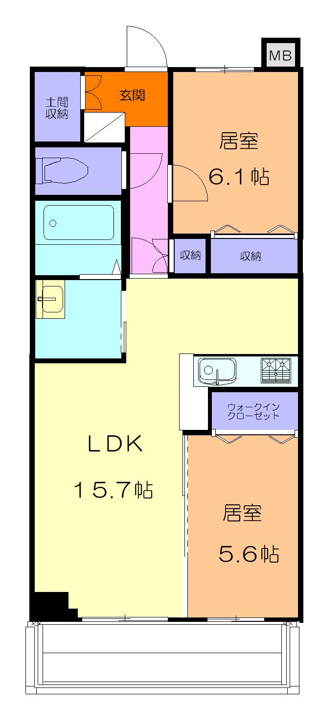 大明ビル(2LDK/2階)の間取り写真