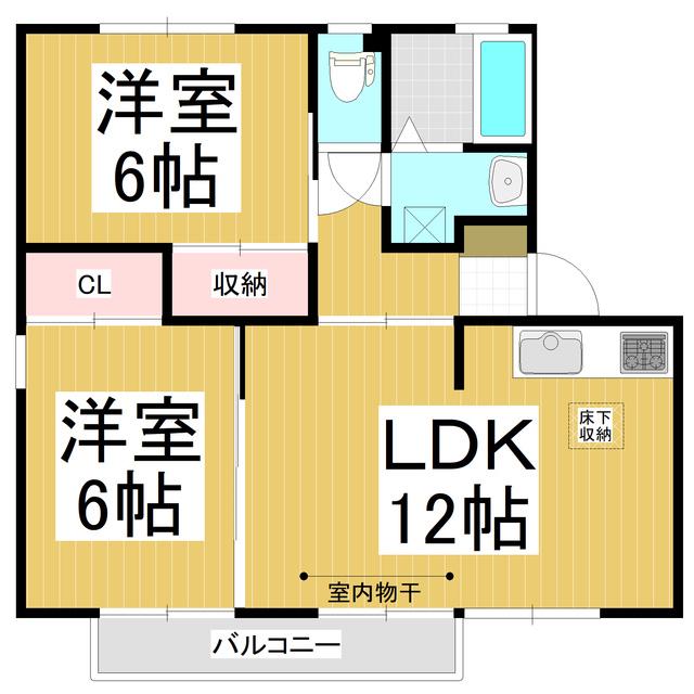 ライブタウン安茂里 B棟(2LDK/1階)の間取り写真